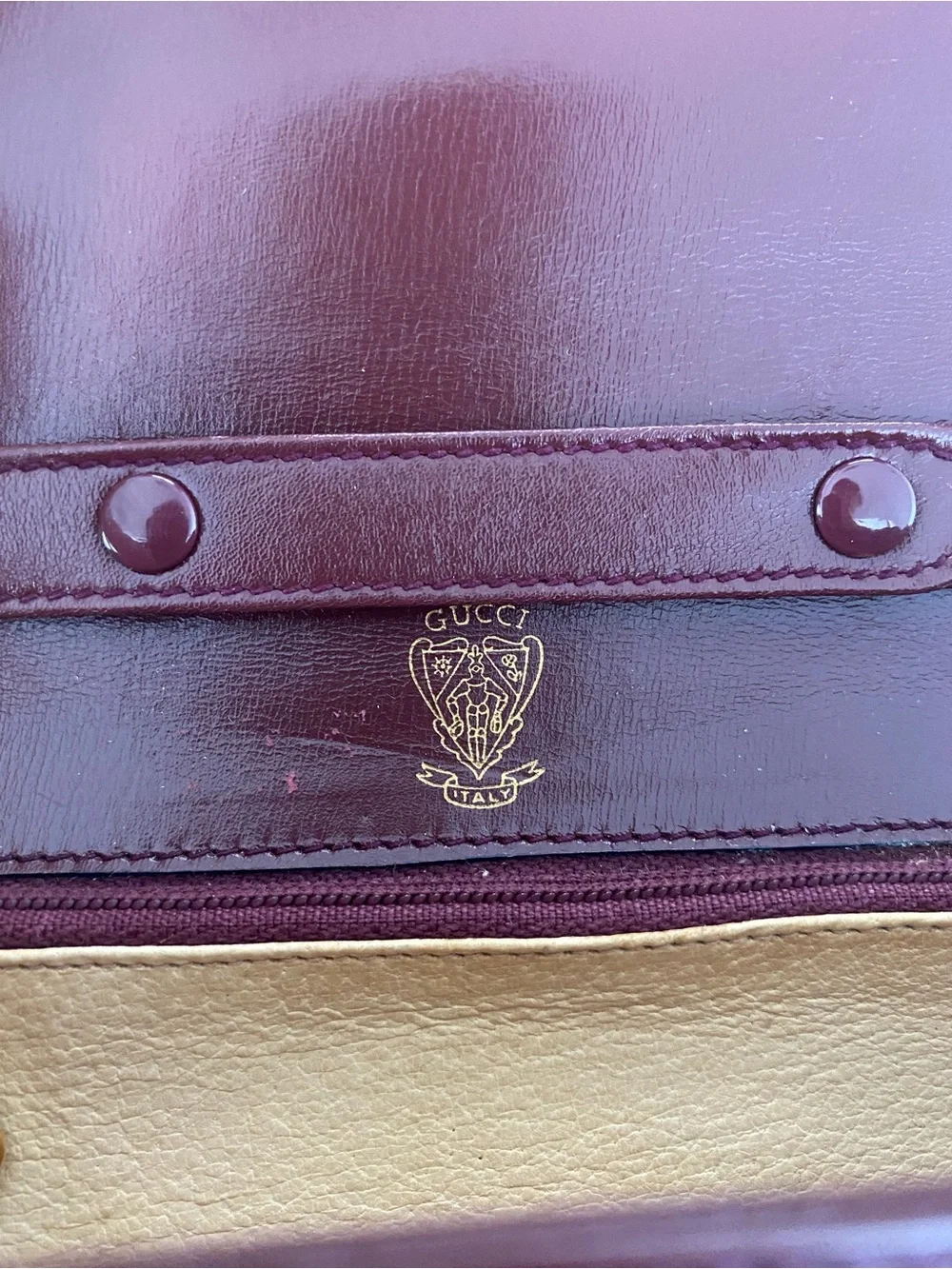 Vintage Gucci Crossbody or Clutch Bag in Burgundy Red - Picture 8 of 14